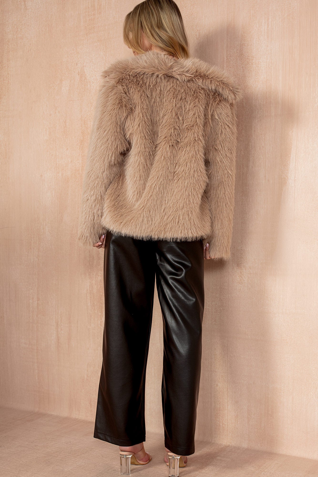 Koda Taupe Faux Fur Jacket - Image 4