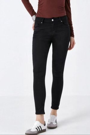 Natalia Black Mid Rise Skinny Jeans