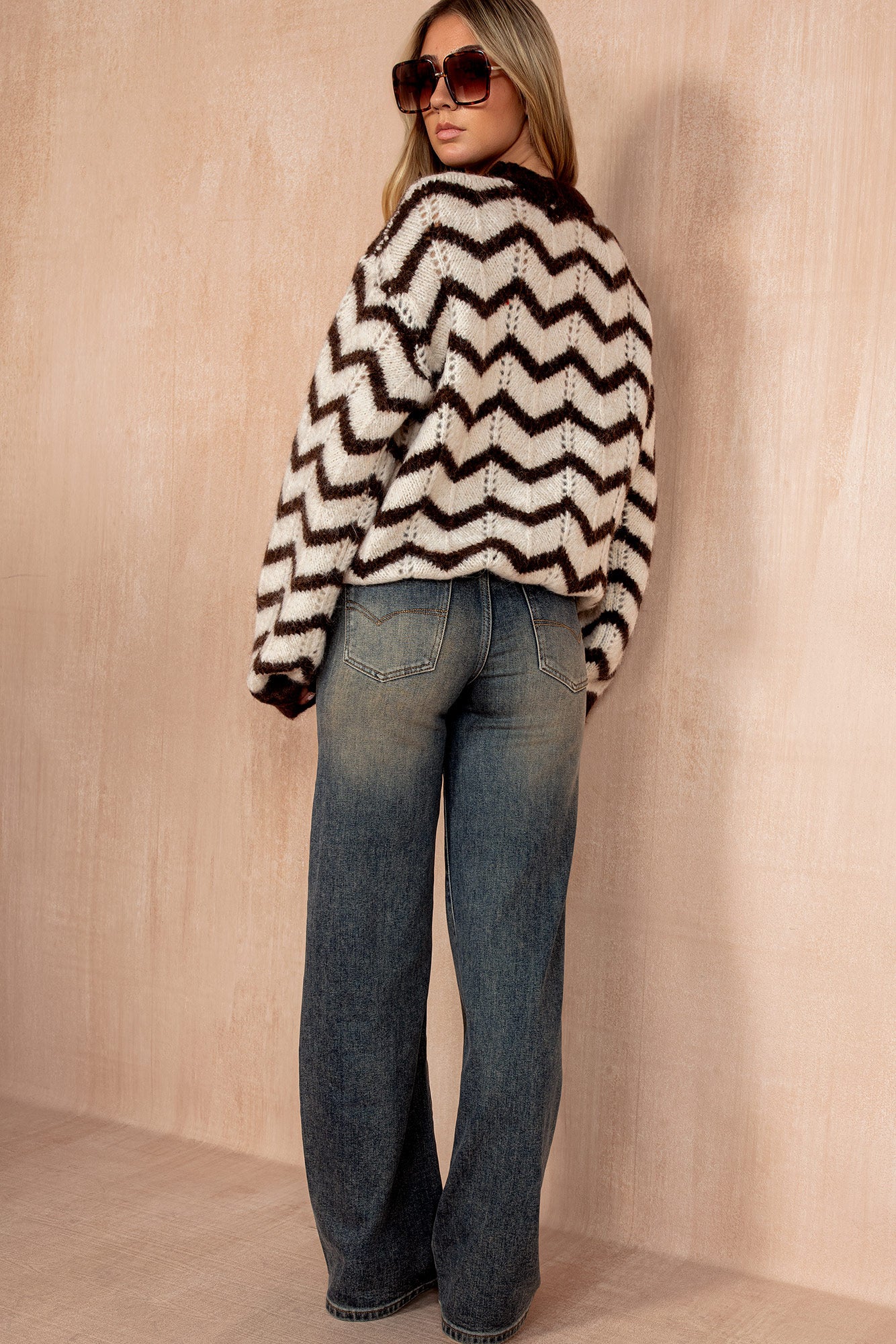 Perla Chocolate Chunky Knit Printed Jumper - Image 5