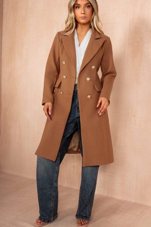 Winona Camel Longline Double Breasted Coat
