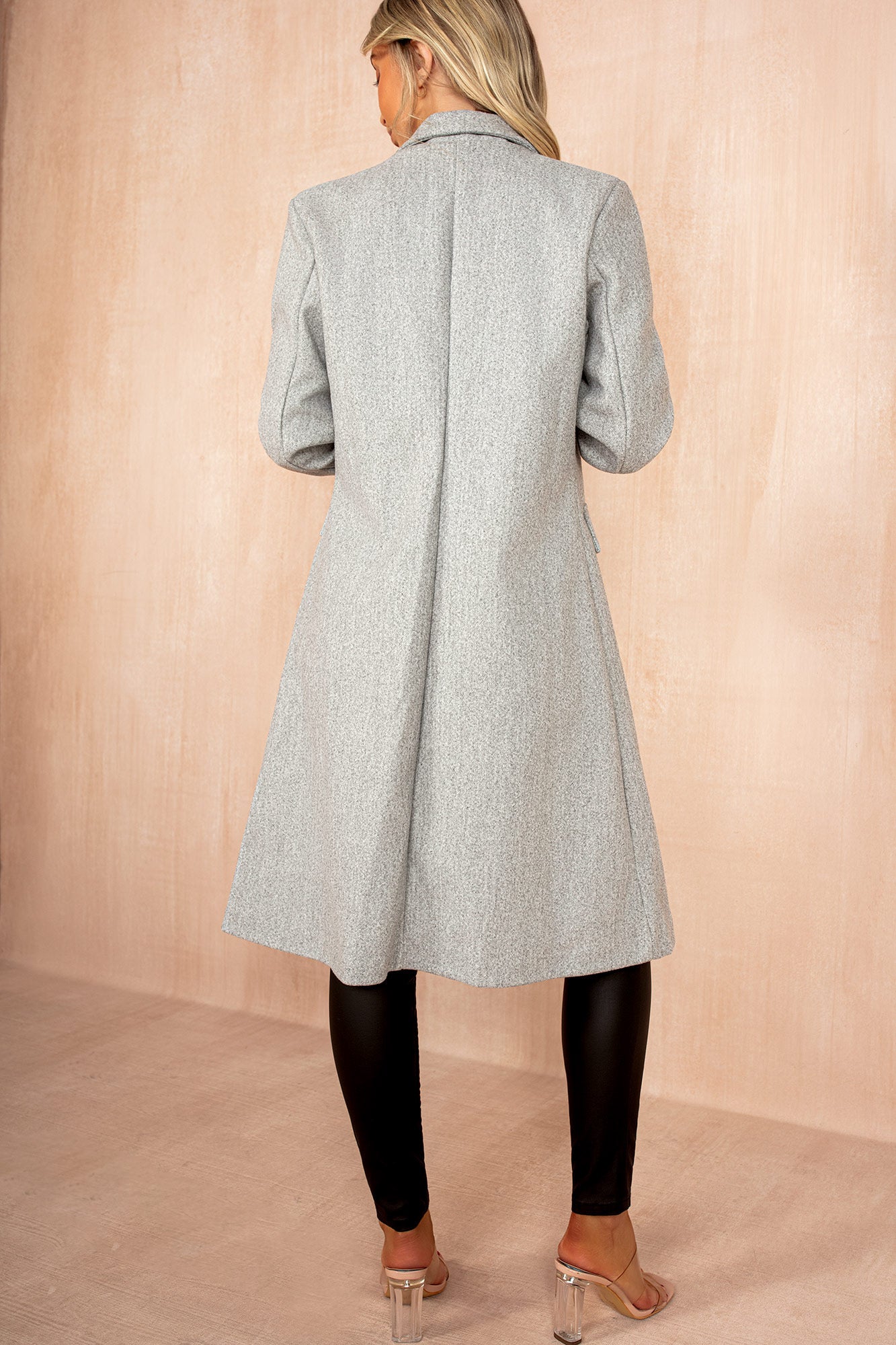 Winona Grey Longline Double Breasted Coat - Image 4